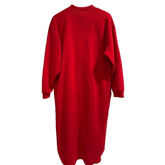 VTG Claudia Barnes Christmas Cat Candy Cane Sweatshirt Gown Sleep Dress - Picture 6 of 6